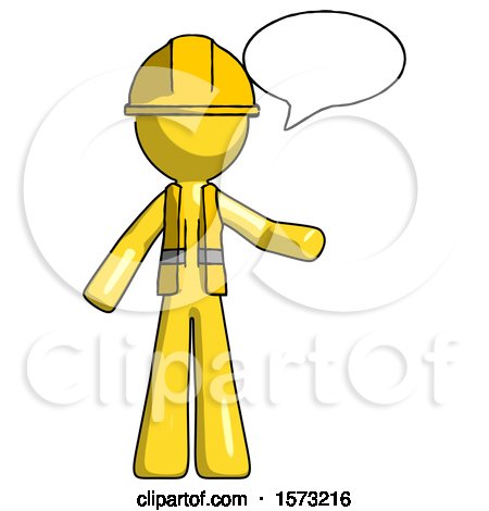 Yellow Construction Worker Contractor Man with Word Bubble Talking Chat Icon by Leo Blanchette
