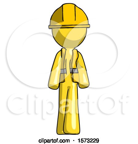 Yellow Construction Worker Contractor Man Walking Front View by Leo Blanchette