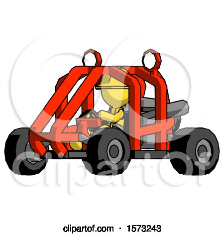 Yellow Construction Worker Contractor Man Riding Sports Buggy Side Angle View by Leo Blanchette