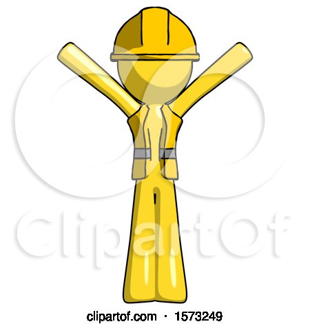 Yellow Construction Worker Contractor Man with Arms out Joyfully by Leo Blanchette