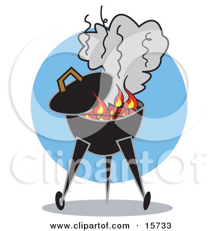 Flames Over Charcoal Casting Smoke Over A Bbq Grill Clipart Illustration by Andy Nortnik