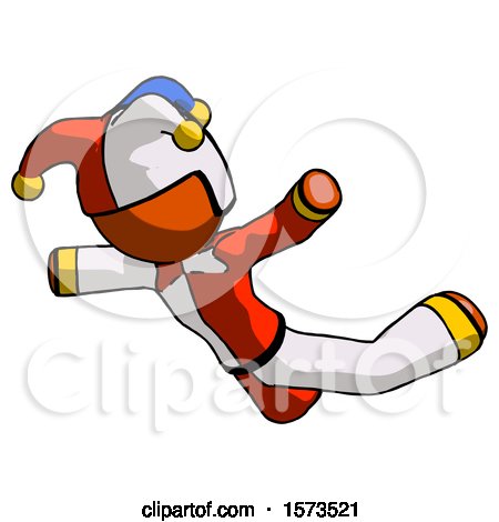 Orange Jester Joker Man Skydiving or Falling to Death by Leo Blanchette