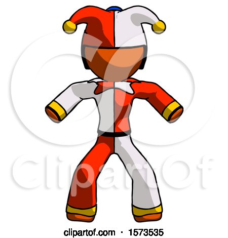 Orange Jester Joker Male Sumo Wrestling Power Pose by Leo Blanchette