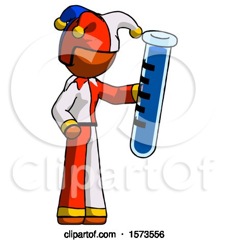 Orange Jester Joker Man Holding Large Test Tube by Leo Blanchette