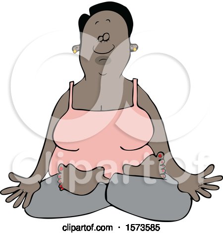 Clipart of a Relaxed Black Woman Meditating or Doing Yoga - Royalty Free Vector Illustration by djart
