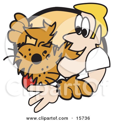 Blond Man Hugging His Happy Dog Clipart Illustration by Andy Nortnik