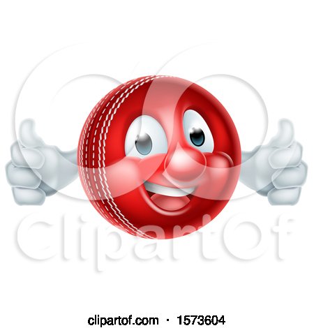Clipart of a Cricket Ball Mascot Character Giving Two Thumbs up - Royalty Free Vector Illustration by AtStockIllustration