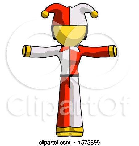 Yellow Jester Joker Man T-Pose Arms up Standing by Leo Blanchette