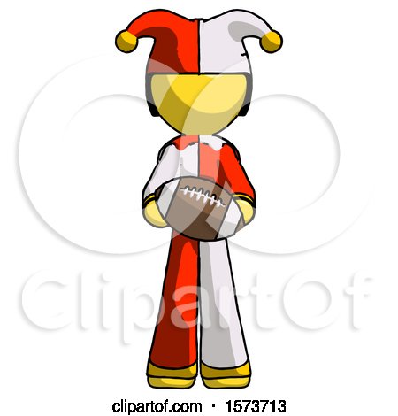 Yellow Jester Joker Man Giving Football to You by Leo Blanchette