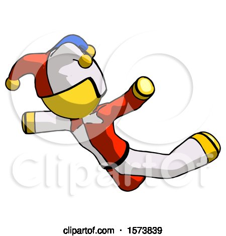 Yellow Jester Joker Man Skydiving or Falling to Death by Leo Blanchette