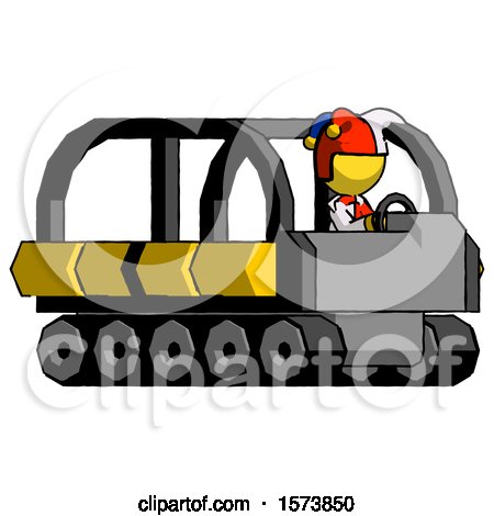 Yellow Jester Joker Man Driving Amphibious Tracked Vehicle Side Angle View by Leo Blanchette