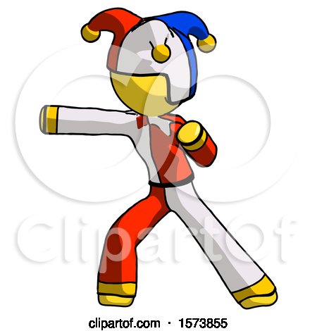 Yellow Jester Joker Man Martial Arts Punch Left by Leo Blanchette