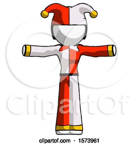 White Jester Joker Man T-Pose Arms up Standing by Leo Blanchette