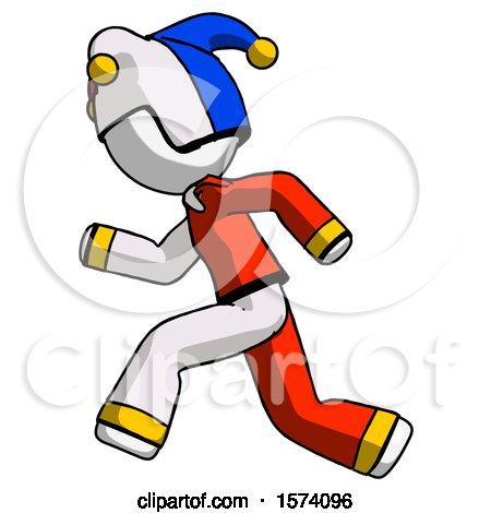 White Jester Joker Man Running Fast Left by Leo Blanchette