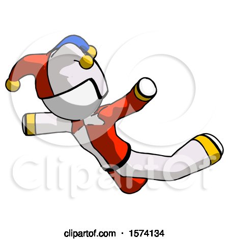 White Jester Joker Man Skydiving or Falling to Death by Leo Blanchette