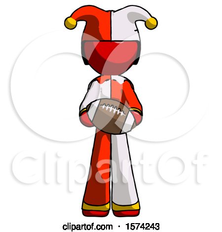 Red Jester Joker Man Giving Football to You by Leo Blanchette