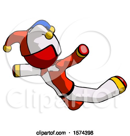 Red Jester Joker Man Skydiving or Falling to Death by Leo Blanchette