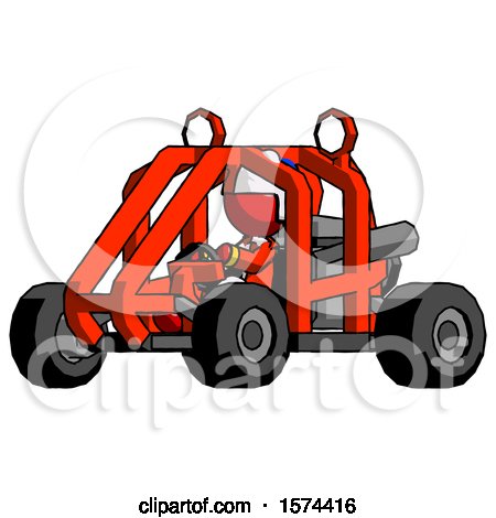 Red Jester Joker Man Riding Sports Buggy Side Angle View by Leo Blanchette