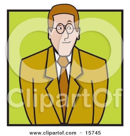 Nervous Businessman Or Lawyer In A Green Suit Clipart Illustration by Andy Nortnik