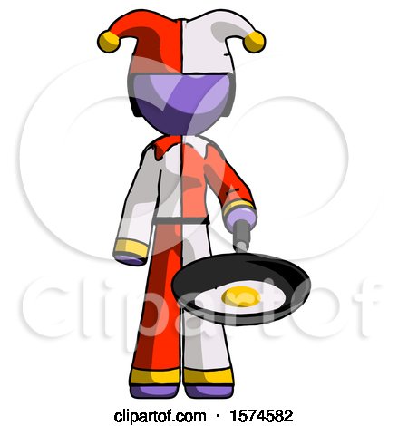 Purple Jester Joker Man Frying Egg in Pan or Wok by Leo Blanchette