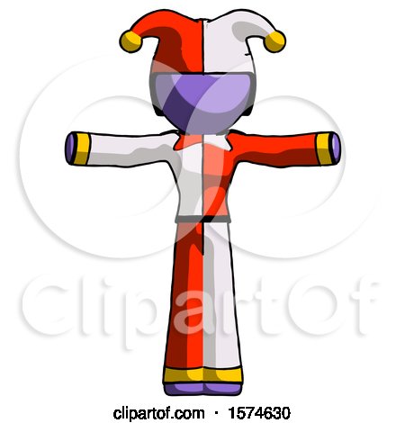Purple Jester Joker Man T-Pose Arms up Standing by Leo Blanchette