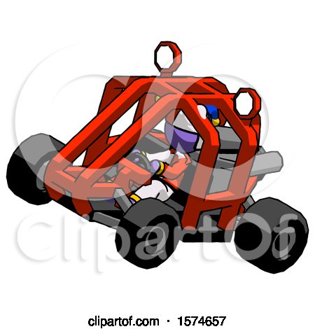 Purple Jester Joker Man Riding Sports Buggy Side Top Angle View by Leo Blanchette