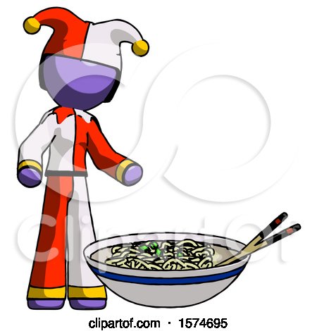 Purple Jester Joker Man and Noodle Bowl, Giant Soup Restaraunt Concept by Leo Blanchette