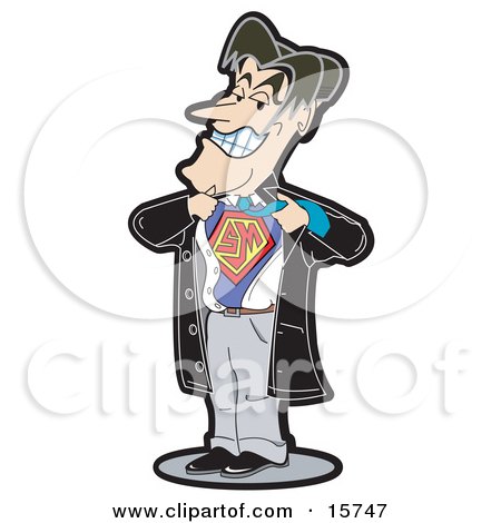 Strong Male Super Hero Ripping His Clothes Off Clipart Illustration by Andy Nortnik