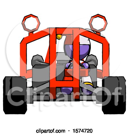 Purple Jester Joker Man Riding Sports Buggy Front View by Leo Blanchette