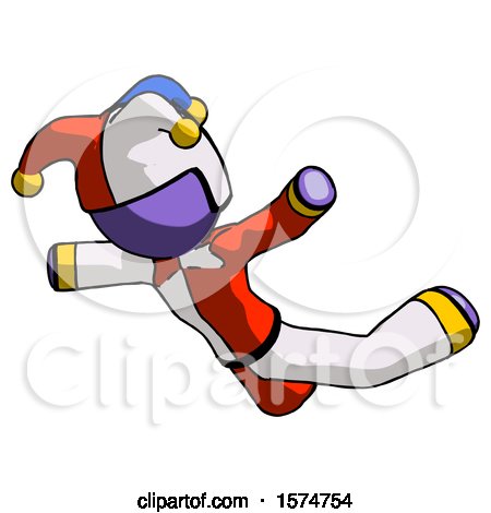 Purple Jester Joker Man Skydiving or Falling to Death by Leo Blanchette