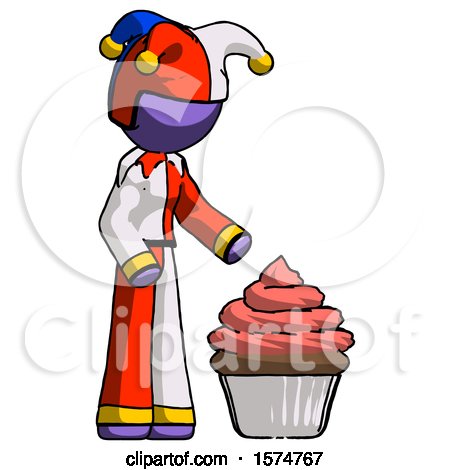 Purple Jester Joker Man with Giant Cupcake Dessert by Leo Blanchette