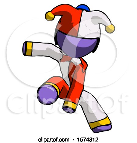 Purple Jester Joker Man Action Hero Jump Pose by Leo Blanchette