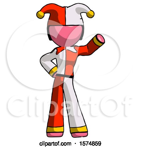 Pink Jester Joker Man Waving Left Arm with Hand on Hip by Leo Blanchette