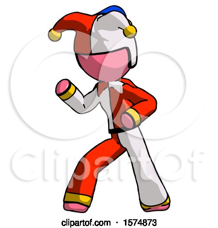 Pink Jester Joker Man Martial Arts Defense Pose Left by Leo Blanchette