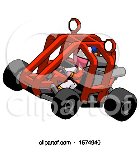 Pink Jester Joker Man Riding Sports Buggy Side Top Angle View by Leo Blanchette