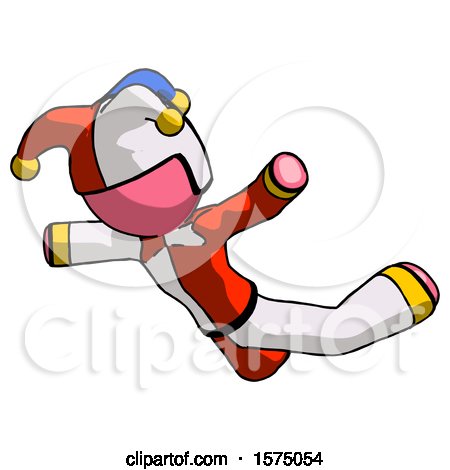 Pink Jester Joker Man Skydiving or Falling to Death by Leo Blanchette