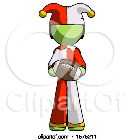 Green Jester Joker Man Giving Football to You by Leo Blanchette