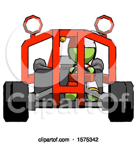 Green Jester Joker Man Riding Sports Buggy Front View by Leo Blanchette