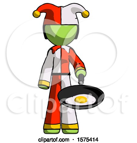 Green Jester Joker Man Frying Egg in Pan or Wok by Leo Blanchette