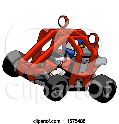 Blue Jester Joker Man Riding Sports Buggy Side Top Angle View by Leo Blanchette