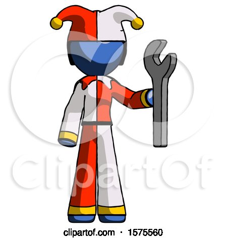 Blue Jester Joker Man Holding Wrench Ready to Repair or Work by Leo Blanchette