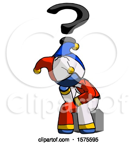 Blue Jester Joker Man Thinker Question Mark Concept by Leo Blanchette