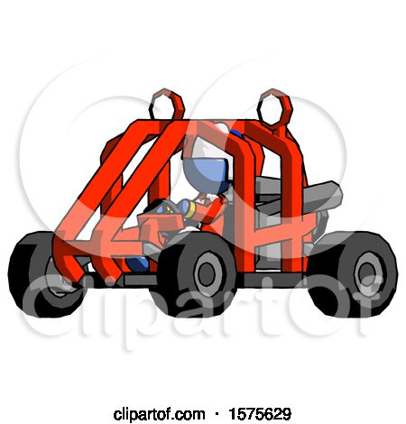 Blue Jester Joker Man Riding Sports Buggy Side Angle View by Leo Blanchette
