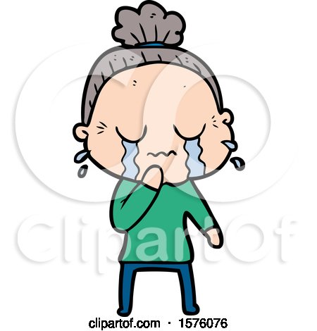Cartoon Old Woman Crying by lineartestpilot