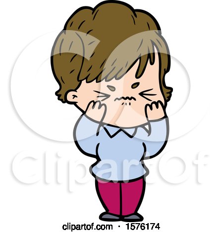Cartoon Frustrated Woman by lineartestpilot