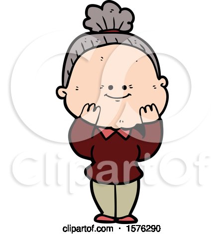 Cartoon Happy Old Woman by lineartestpilot