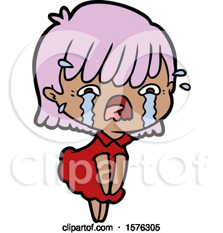 Cartoon Girl Crying by lineartestpilot