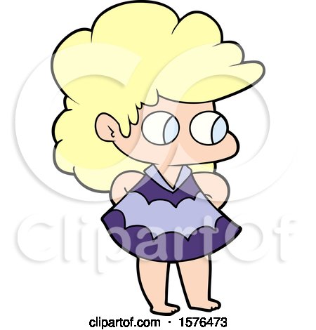 Cartoon Girl in Dress by lineartestpilot