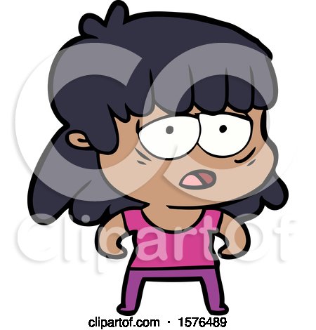 Cartoon Tired Woman by lineartestpilot