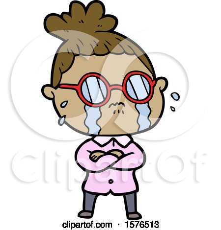 Cartoon Crying Woman Wearing Spectacles by lineartestpilot